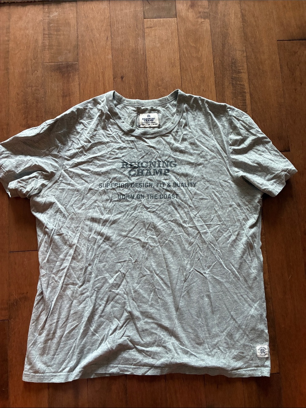 Reigning Champ Light Gray Graphic Crewneck Tee